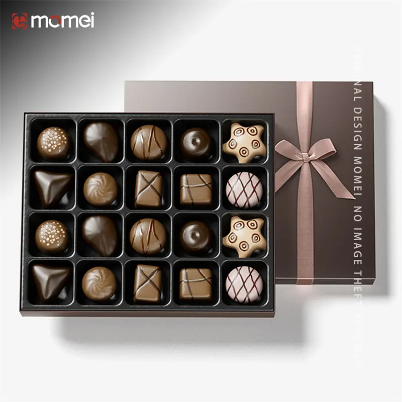 Custom Customized Hot Stamped Bow Chocolate Gift Packing Box With Logo Supplier, Factory