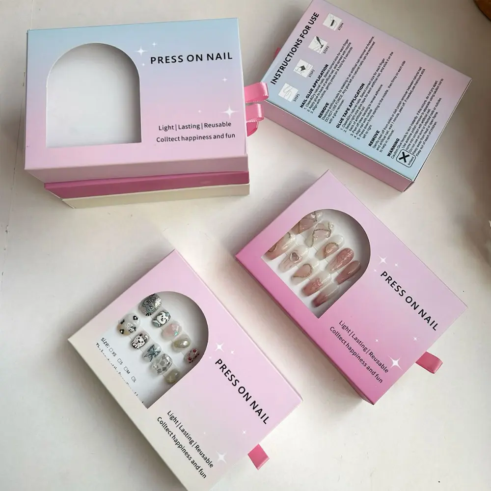 Custom Printed Paper Pull-Out Window Nail Art Inside Gift Presentation Box