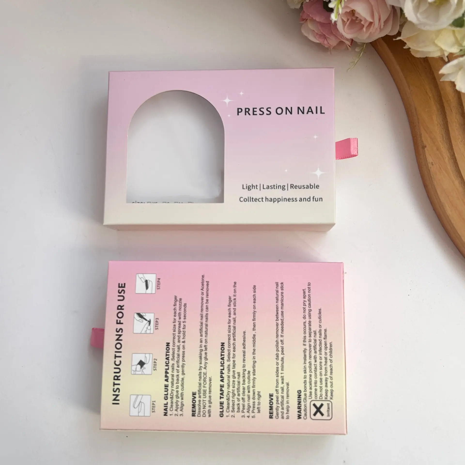 Custom Printed Paper Pull-Out Window Nail Art Inside Gift Presentation Box
