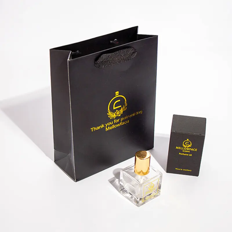 Custom Printed Hot Stamping Black Cardboard Perfume Bottle Boxes Packaging With Inner Support
