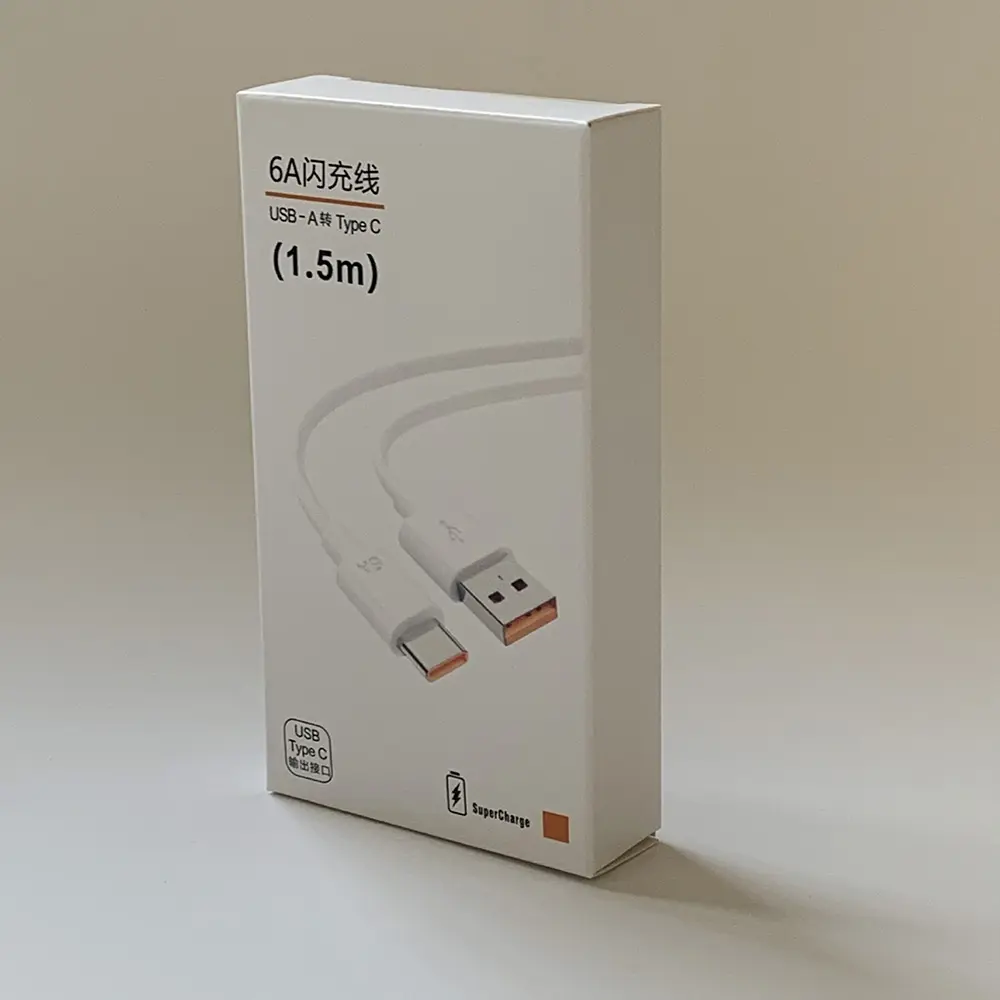 Custom Customized 3C Data Cable Hanging Type Printed Foldable Paper Cartons Boxes For Packing Supplier, Factories