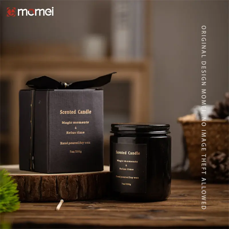 Custom Customized Black Card Square Stamping Folded Boxes For Packaging Candles Factory, Service