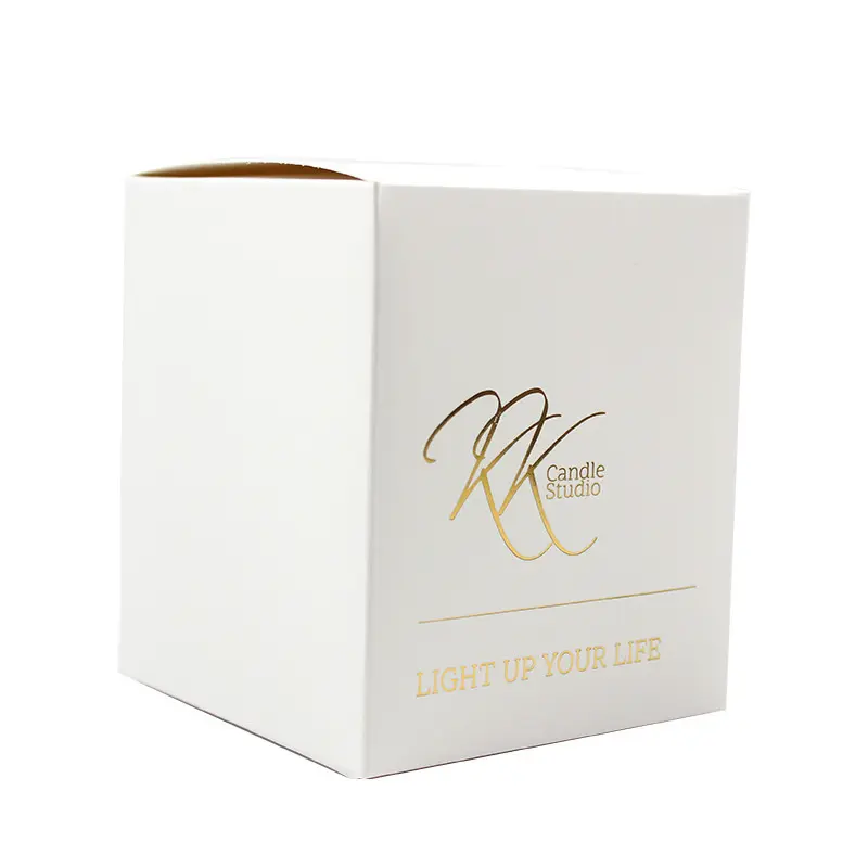 Custom Customized Personalized Square White Card Foil Stamping Candle Boxes Factory, Service