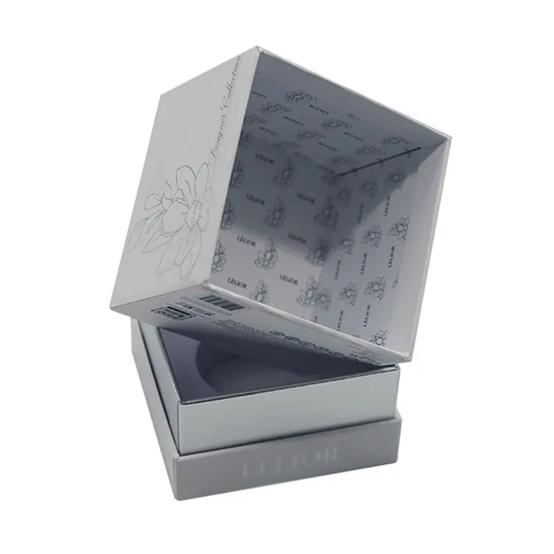 Custom Customized Hot Silver Foil Printed Gift Packaging With Flocked Inner Tray Factory, Service