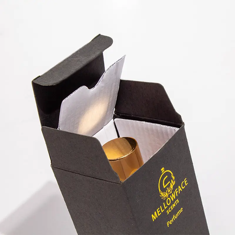 Custom Printed Hot Stamping Black Cardboard Perfume Bottle Boxes Packaging With Inner Support