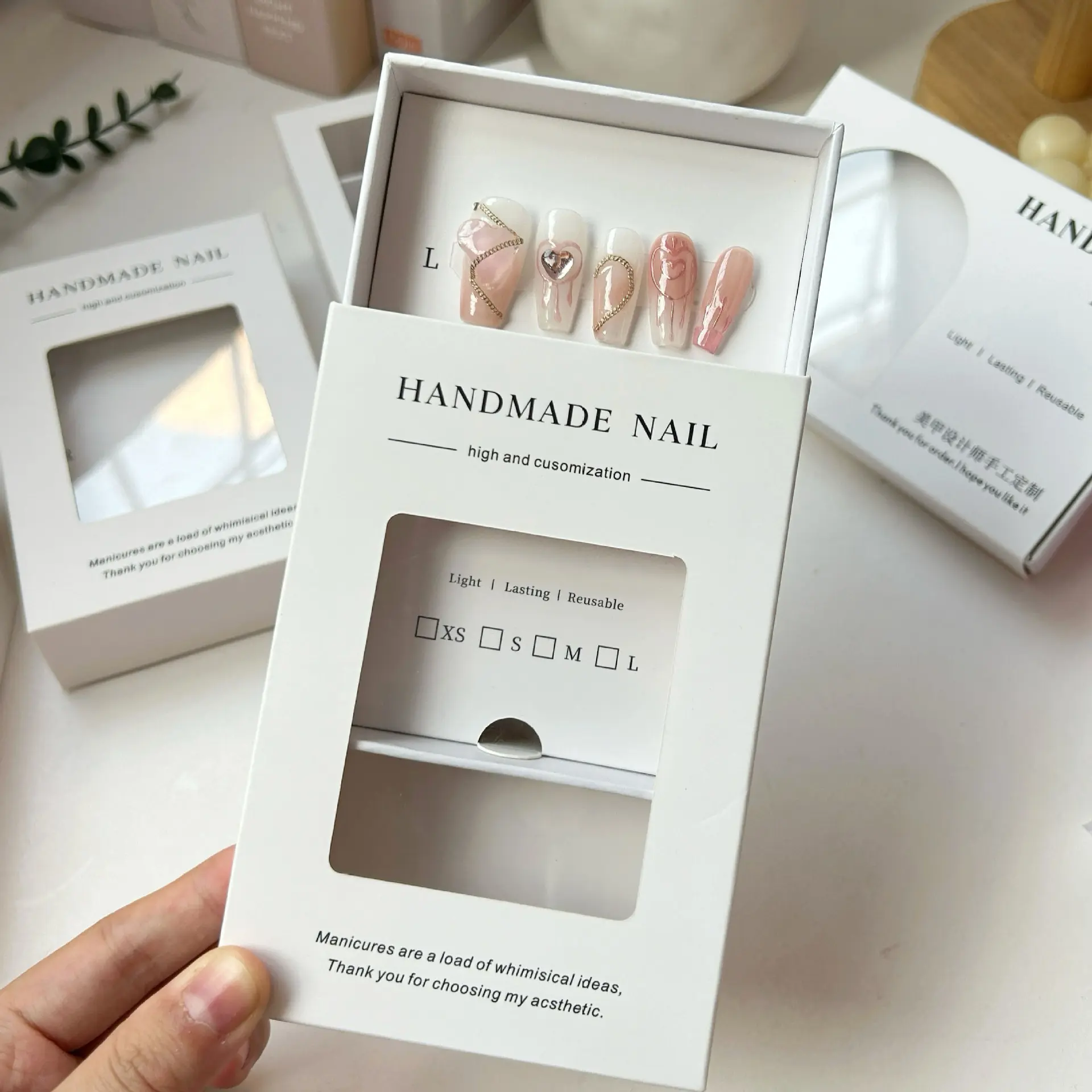 Custom Printed Paper Pull-Out Window Nail Art Inside Gift Presentation Box