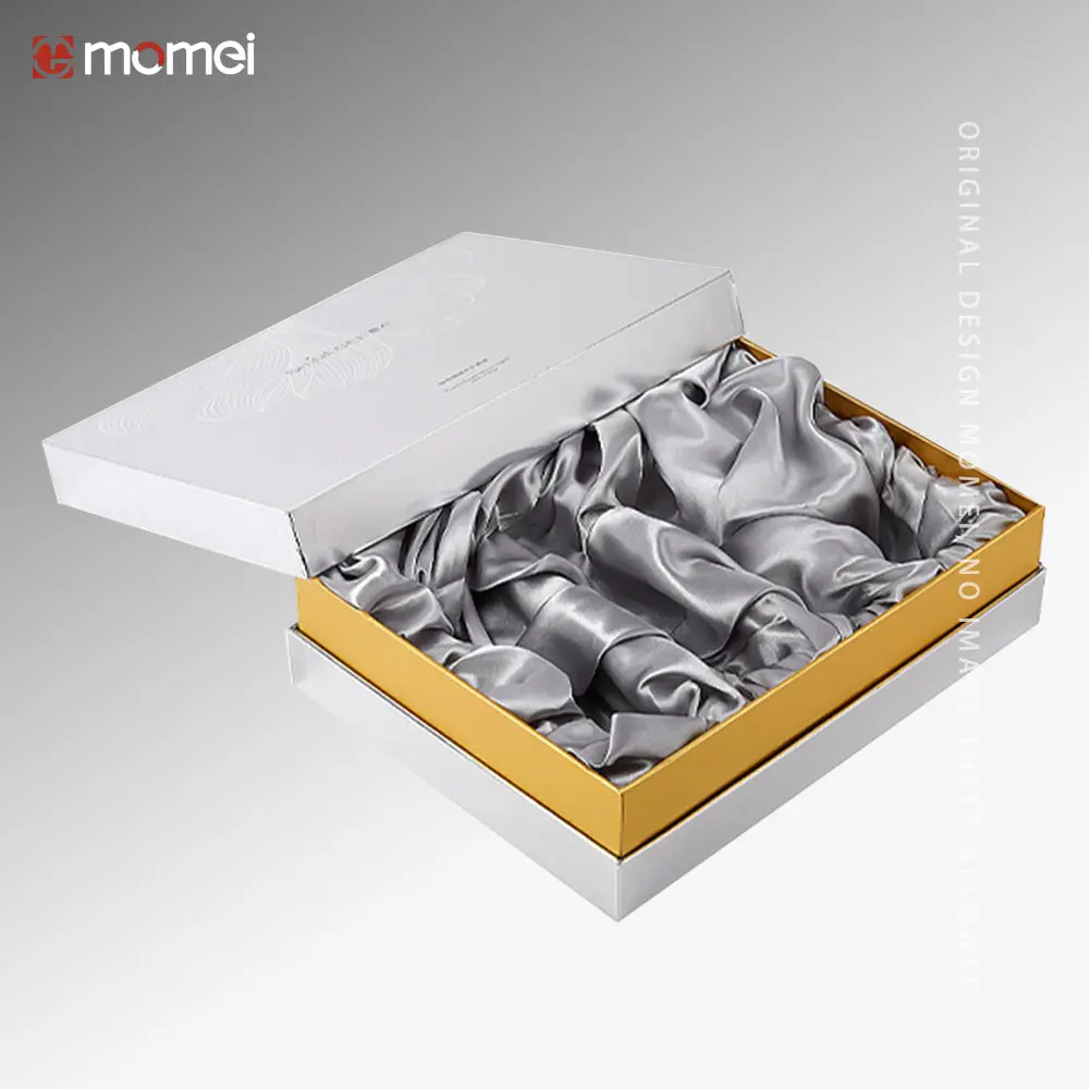Custom UV Printing Rigid Cardboard Makeup Skin Care Satin Lined Packaging Gift Box