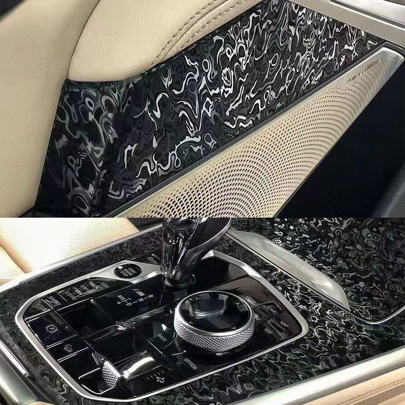 Glossy Ghost Black Carbon Fiber Vinyl Self Adhesive Film Car Wrap