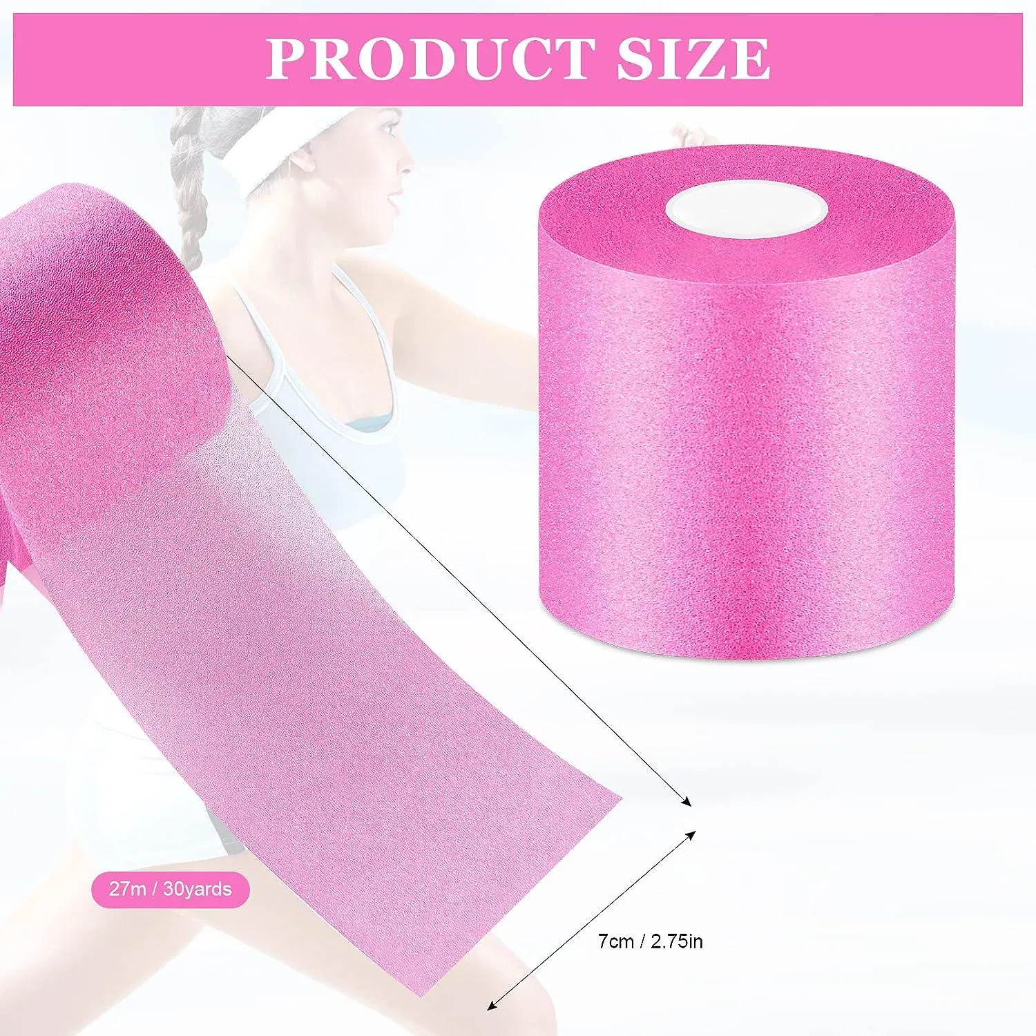 Soft Foam Underwrap 3 Rolls 7cm*27m Muscle Support Tape, Sports Pre Activity Wrap Non-Adhesive Protective
