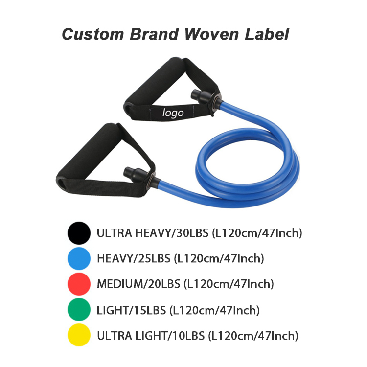 Wholesale 120cm 47 Inches Home Gym Stretchy Fitness Bands with Foam Handle, 5 Colors Systemic Muscle Exercise Tension Cross Training Bands for Wholesale