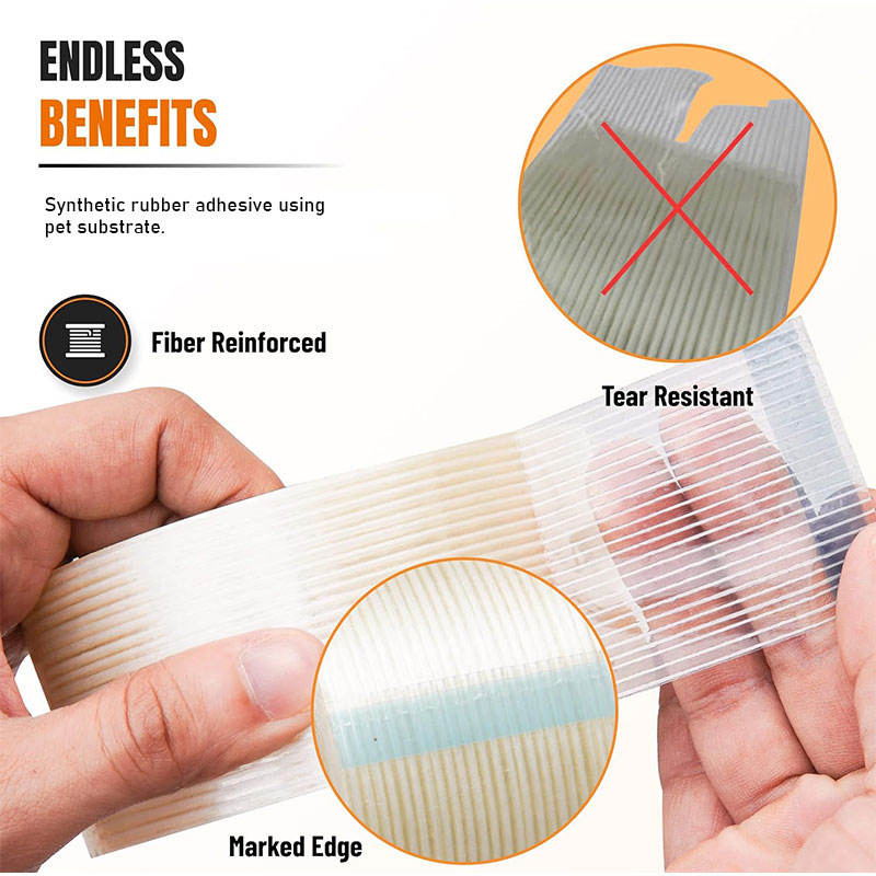 Heavy Duty Packing Tapes Self Adhesive Strapping Reinforced Clear Fiberglass Tape