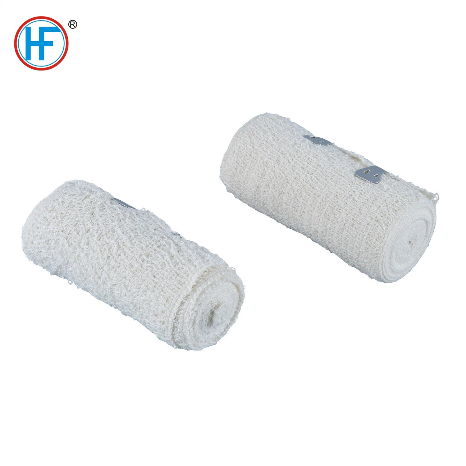 Mdr CE Approved Woven Elastic Compression Rolls with Fastening Clips Hf High Crepe Elastic Bandage Wrap