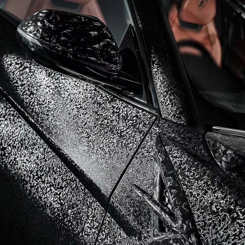 Glossy Ghost Black Carbon Fiber Vinyl Self Adhesive Film Car Wrap