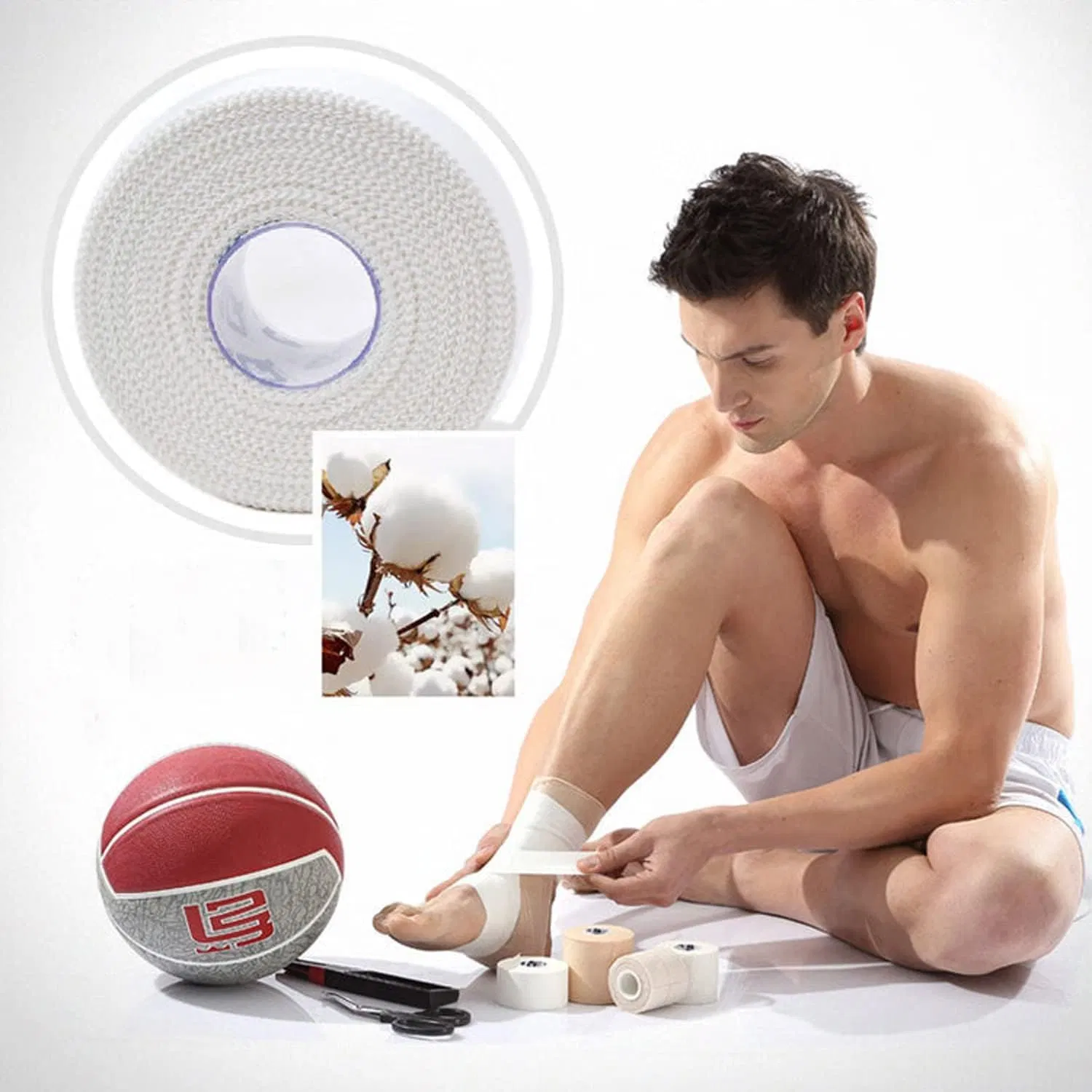 Cotton Sport Tape Antiwear Grip Tape Bandages for Weight Lifting Athletic Tape for Ankle Support Dancer Zinc Oxide Cotton Bandage