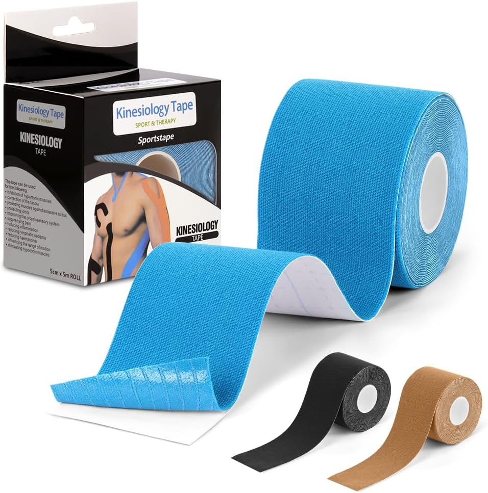 Premium Kinesiology Tape, Athletic Tape Supports&Protect Muscles Knees Shoulders Waterproof&Hypoallergenic Uncut Sport Tape