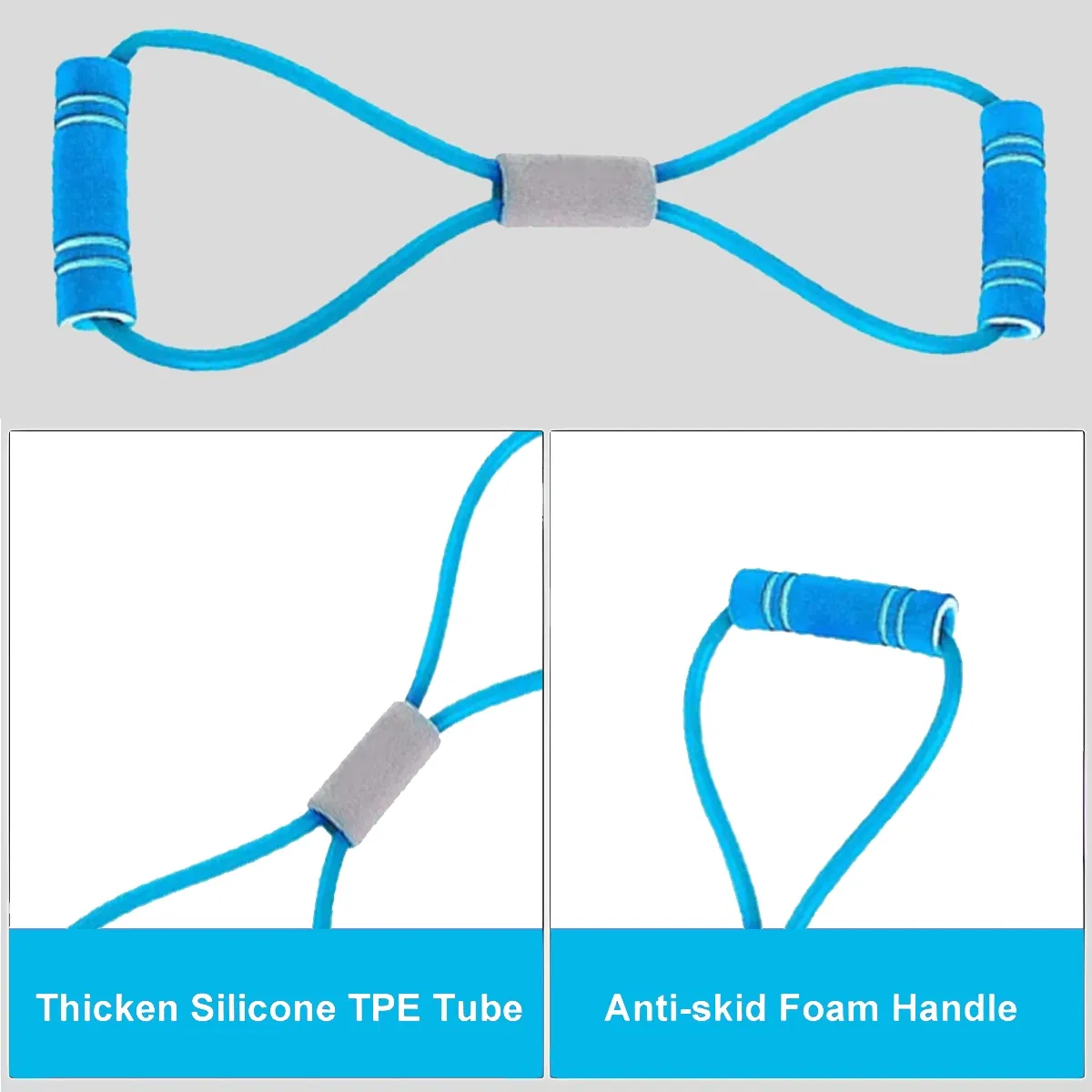 High Quality Sports Exercise Bands Foam Handle 8 Shape Handle Bands