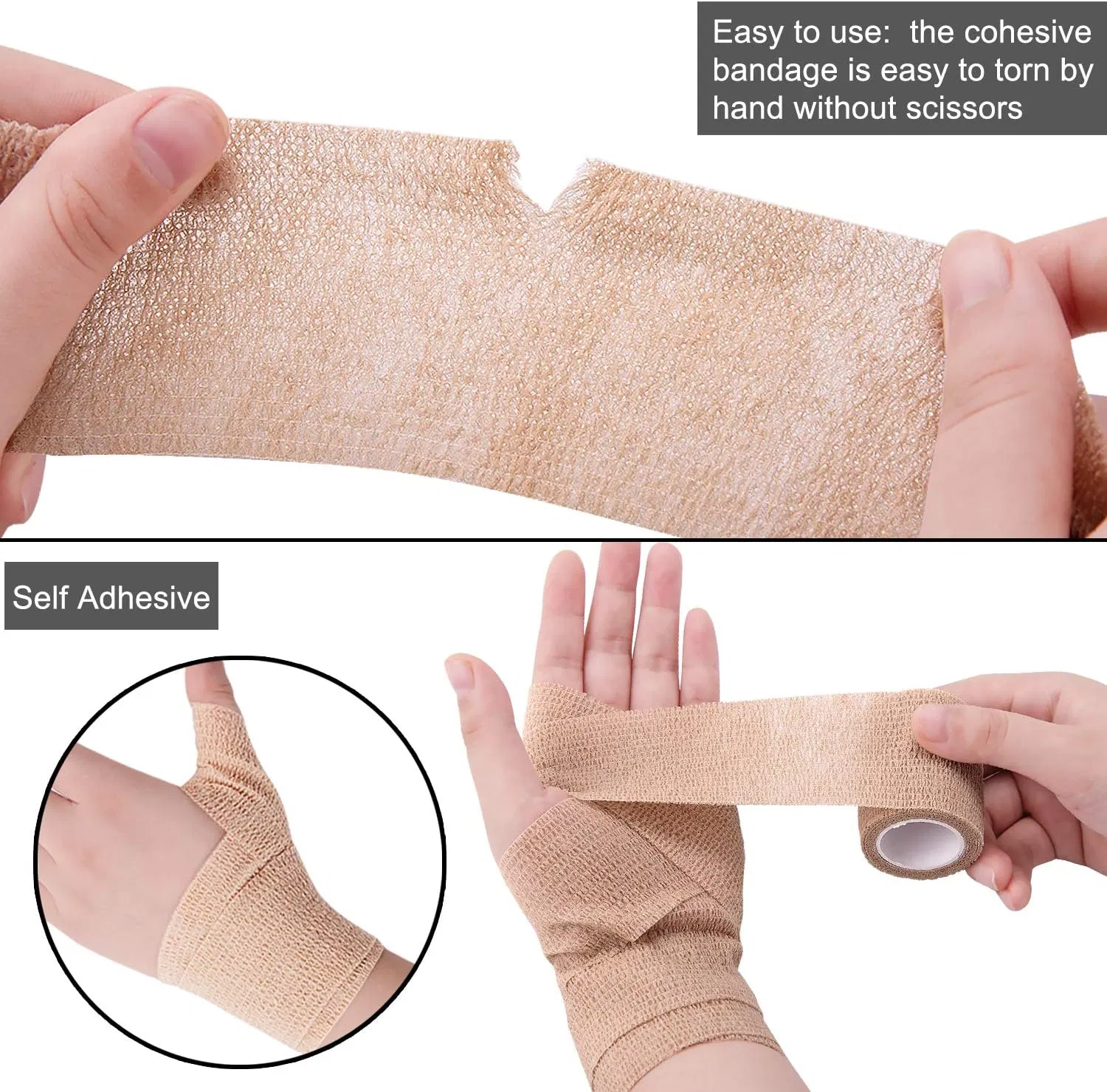 CE Certificated Medical Non Woven Cohesive Elastic Bandages for Ankle Sprains &amp; Swelling