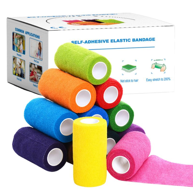 10cm Wide Self-Stick Compression Non-Woven Elastic Cohesive Bandage with Latex-Free CE Certified