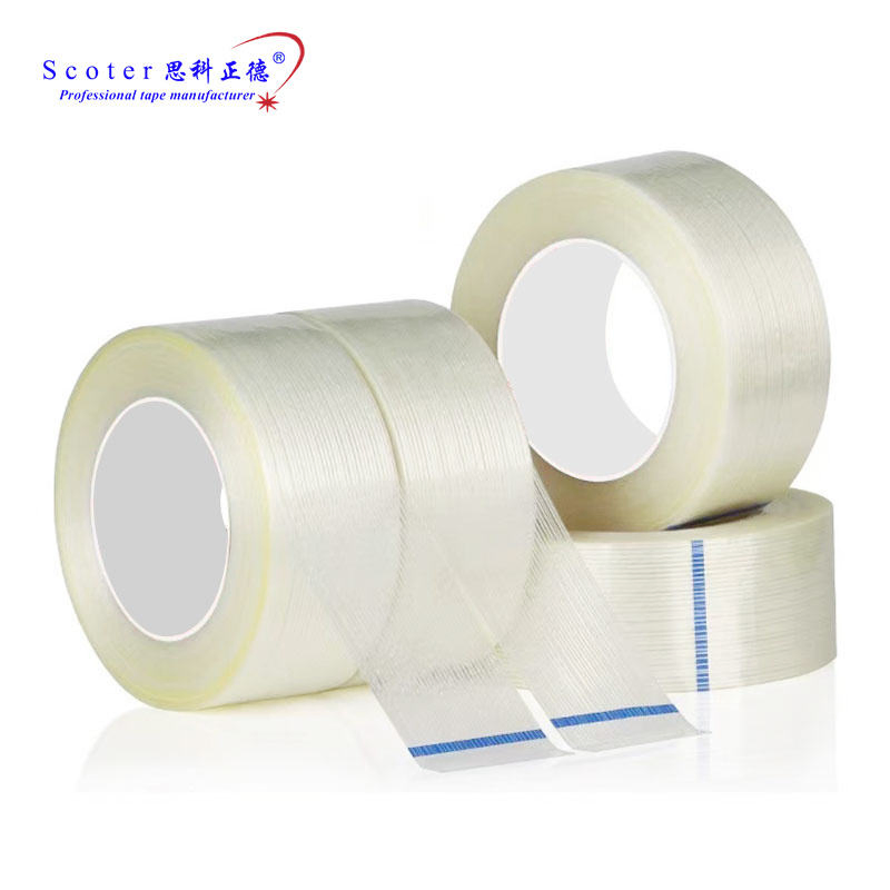 Heavy Duty Packing Tapes Self Adhesive Strapping Reinforced Clear Fiberglass Tape