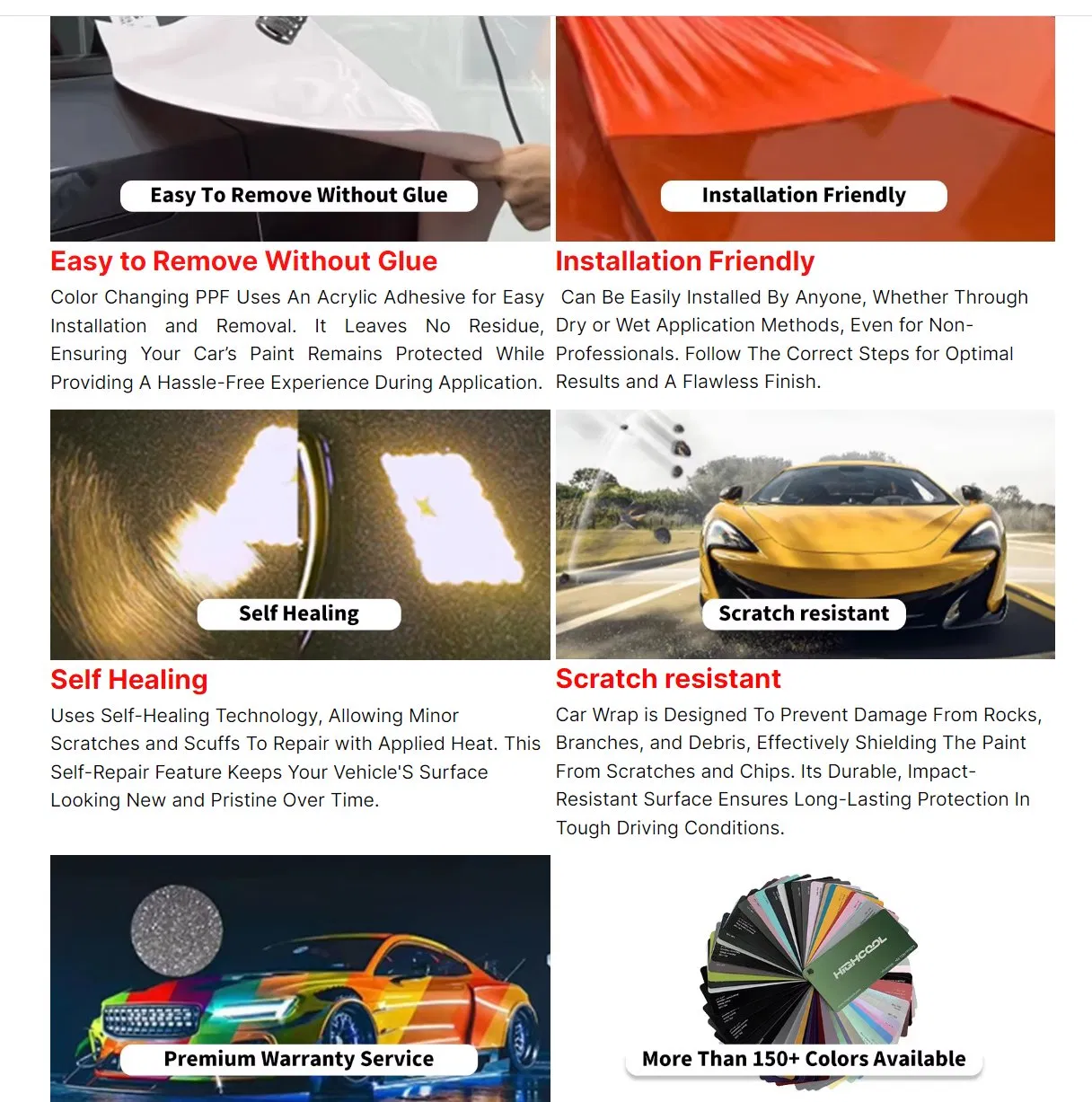 Blue PVC TPU Ppf Self Adhesive Paint Protection Film Car Vinyl Wrap