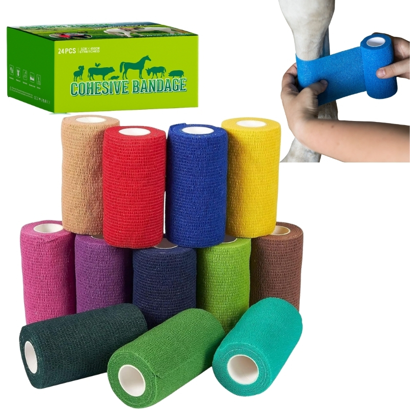 4" Self-Adherent Bandage Wrap Vet Wrap for Horses &amp; Livestock