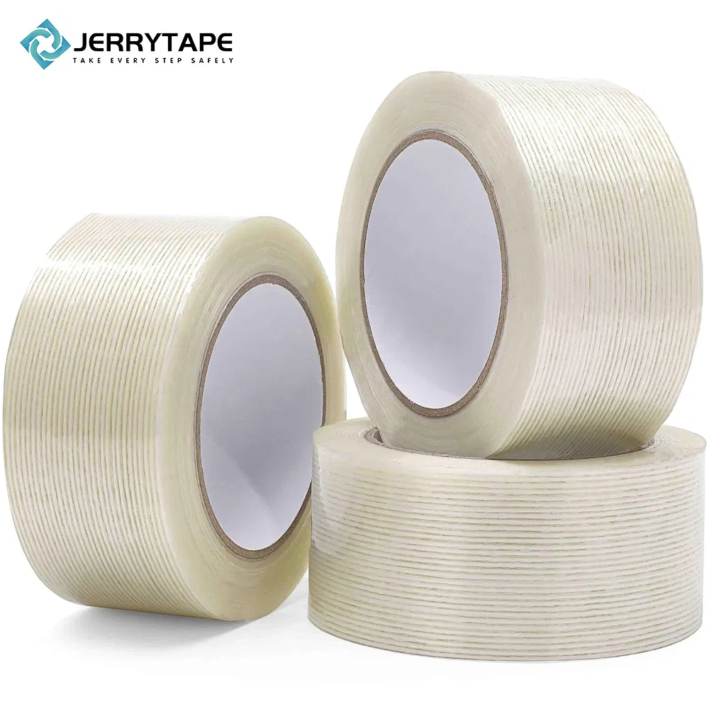 Jerrytape High Strength Filament Tape Heavy Duty Fiber Strapping Adhesive Packaging Tape