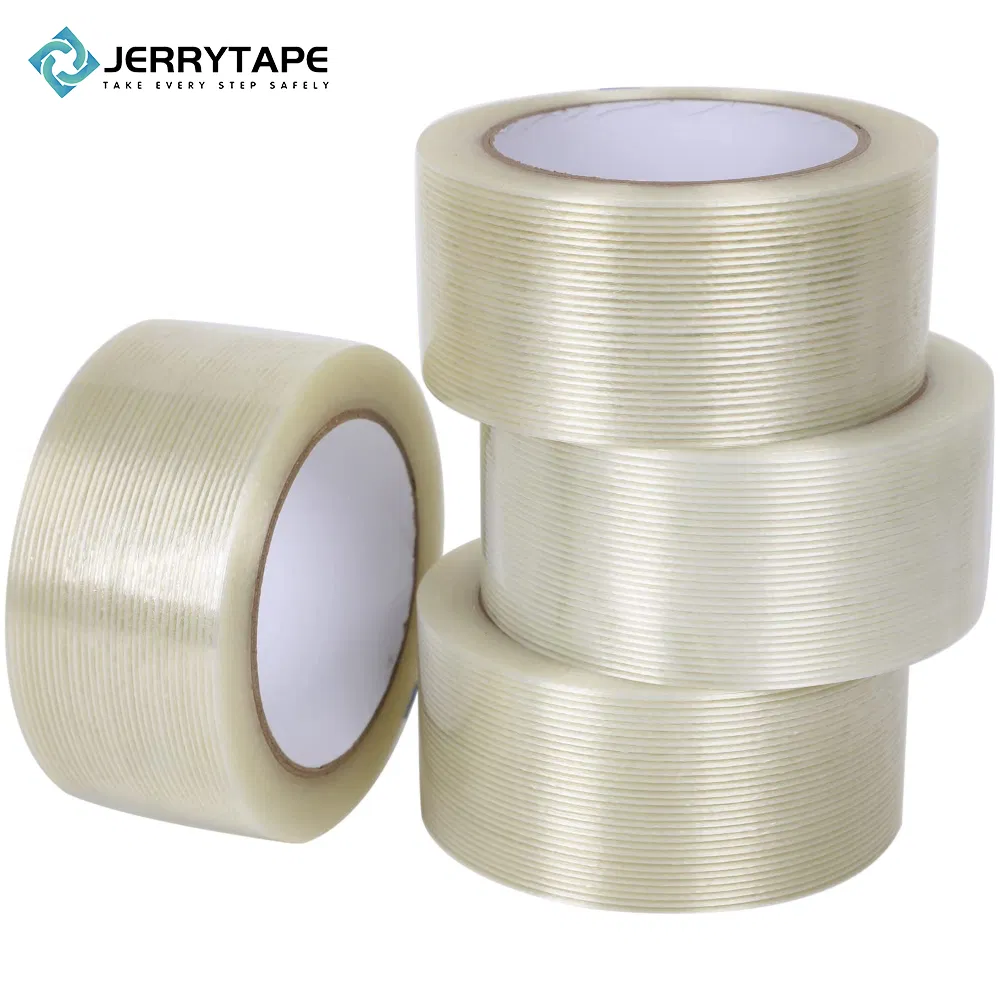 Jerrytape High Strength Filament Tape Heavy Duty Fiber Strapping Adhesive Packaging Tape
