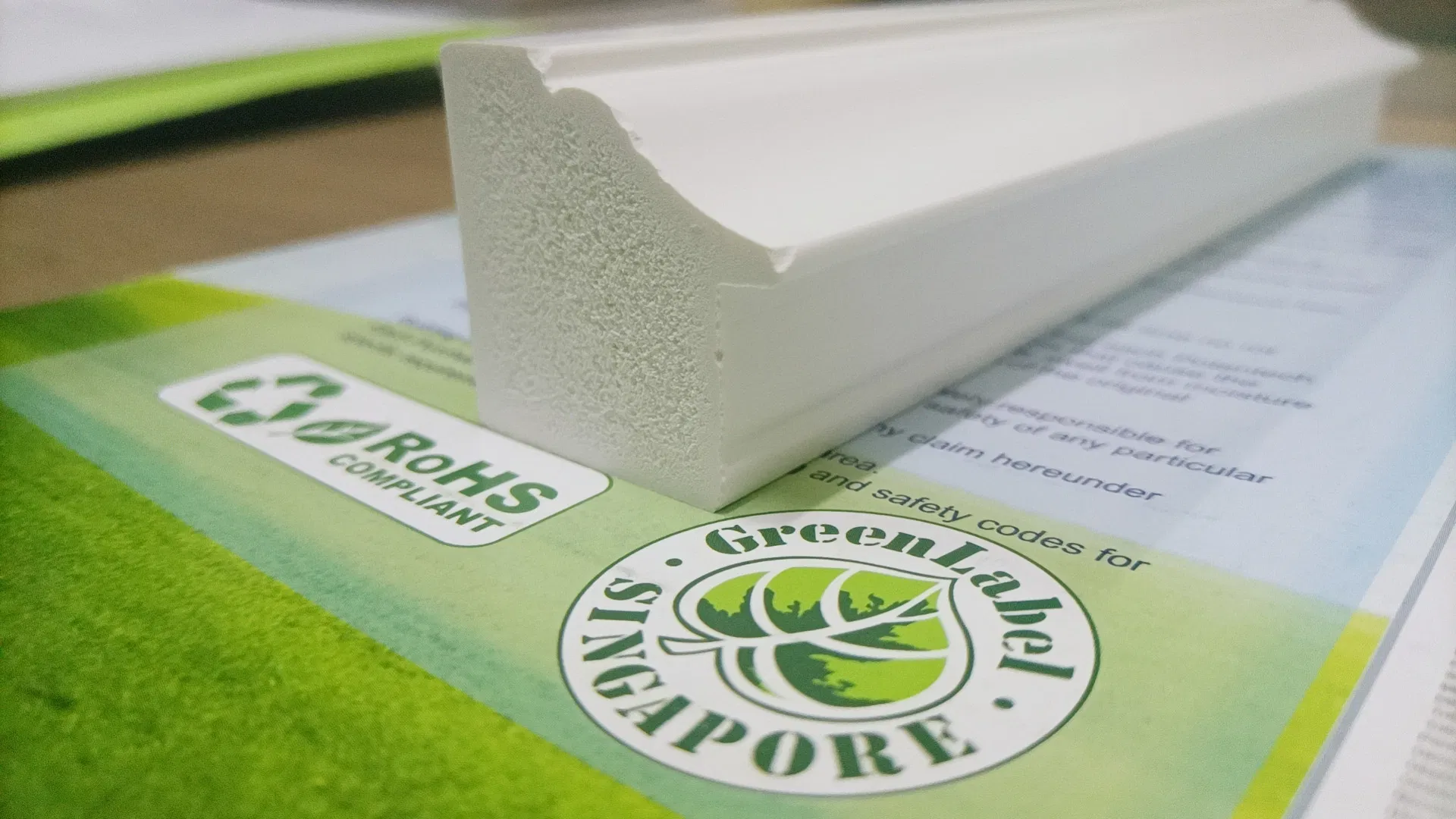 Waterproof 100% PVC Raw Material Expand Foam Back Band Moulding