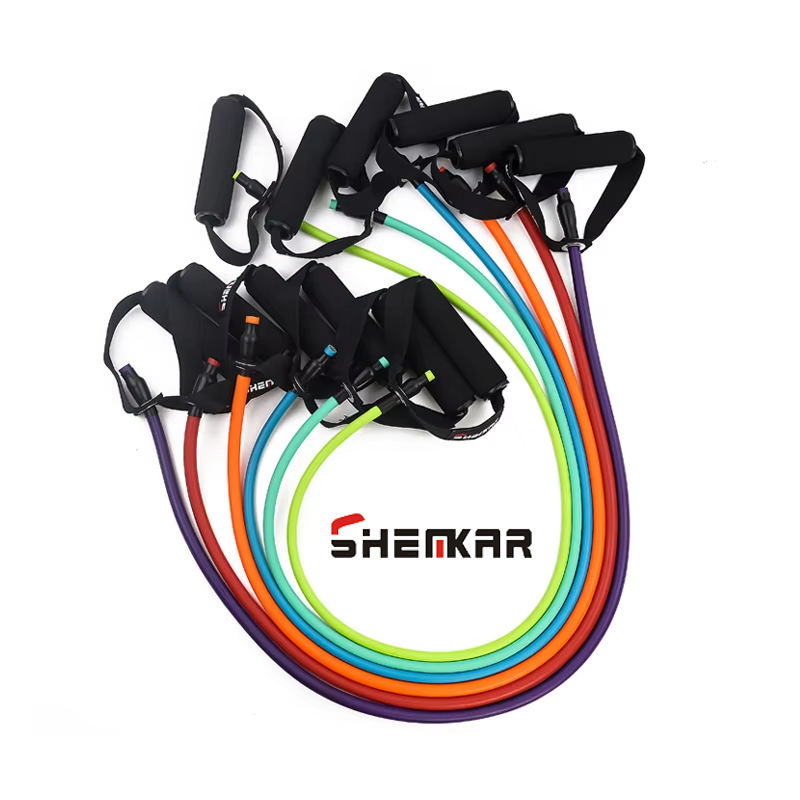 Professional Quality Single Elastic Resistance Band Tubing Bands Exercise Latex Tube Set with Comfortable Foam Handles