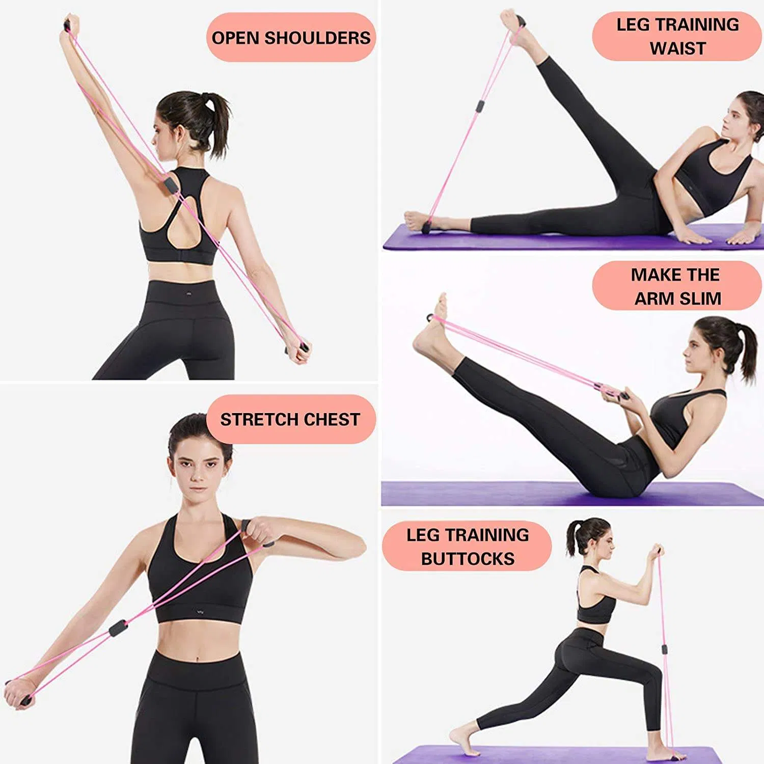 Gym Fitness Accessories Latex Tube Home Training Figure 8 Shape Resistance Band for Woman Man Workout Body Building