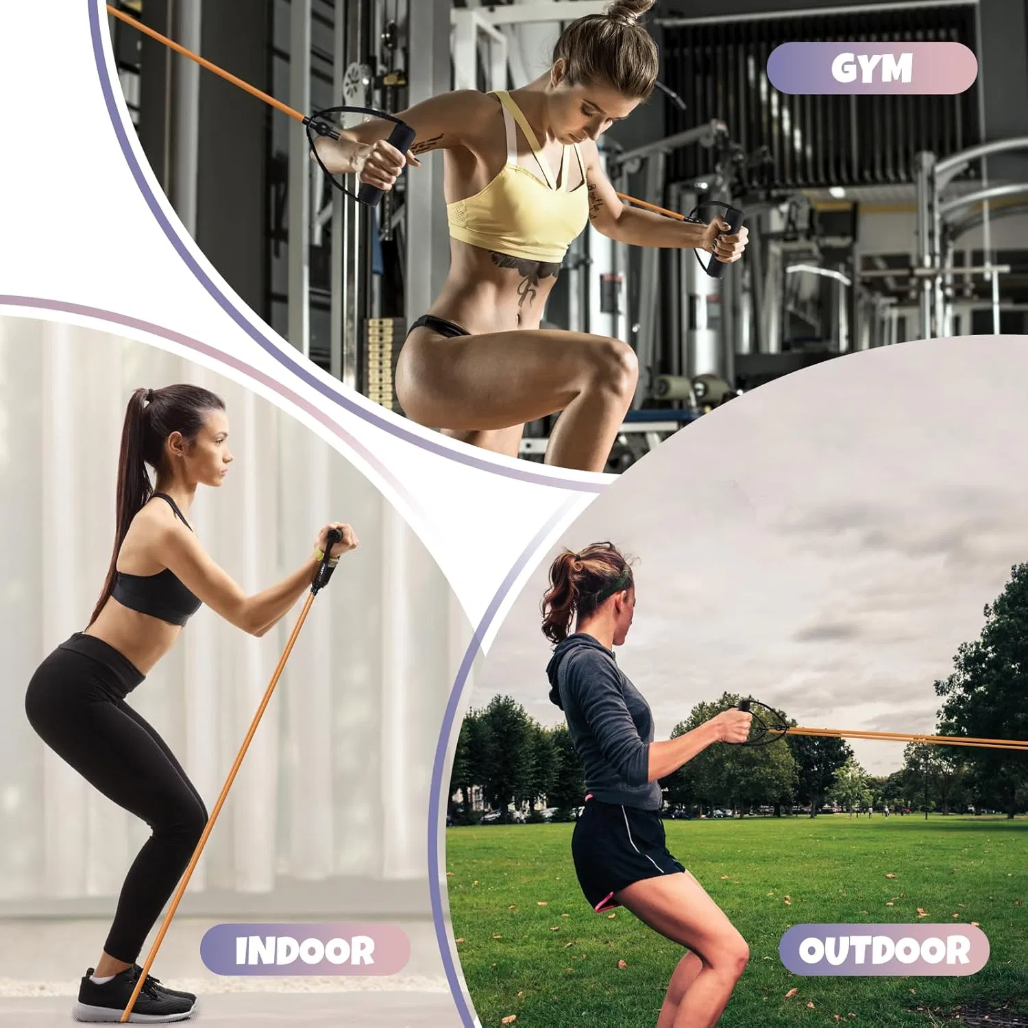 1.2m Length Single Latex Rubber Stretch Fitness Resistance Tube Exercise Elastic Bands with Foam Handles for Strength Training Working out