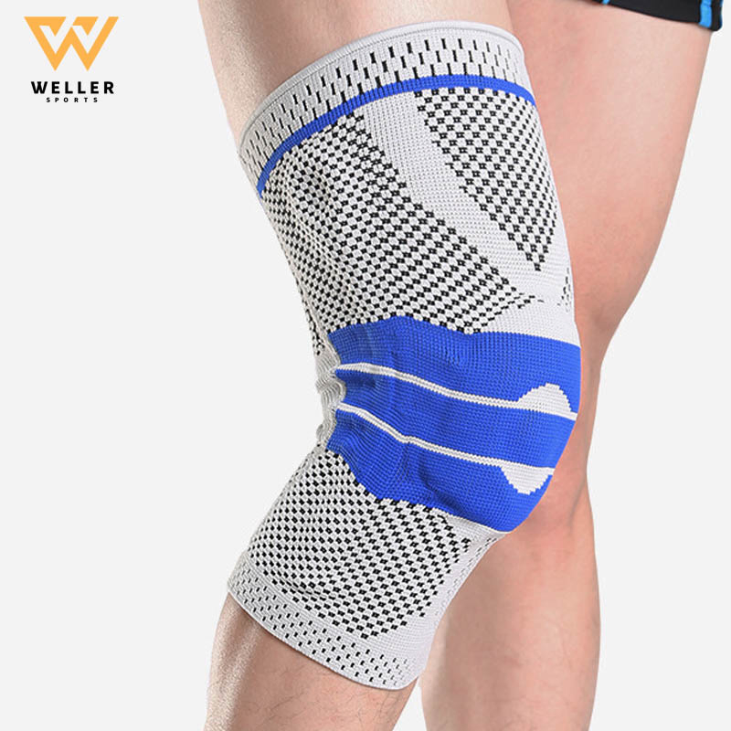 Silicone Knee Support Sleeve with Stabilizing Pad Knee Brace for Running Lifting Pain