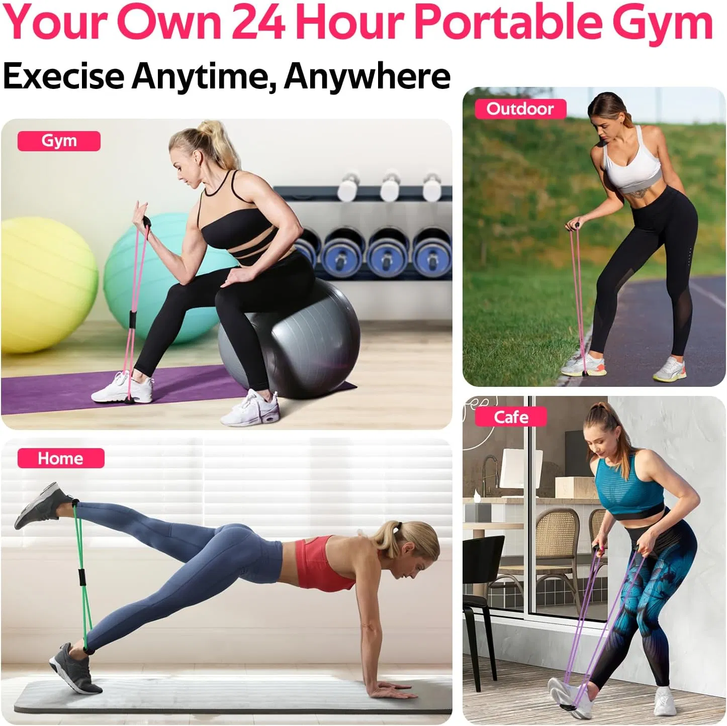 Gym Fitness Accessories Latex Tube Home Training Figure 8 Shape Resistance Band for Woman Man Workout Body Building