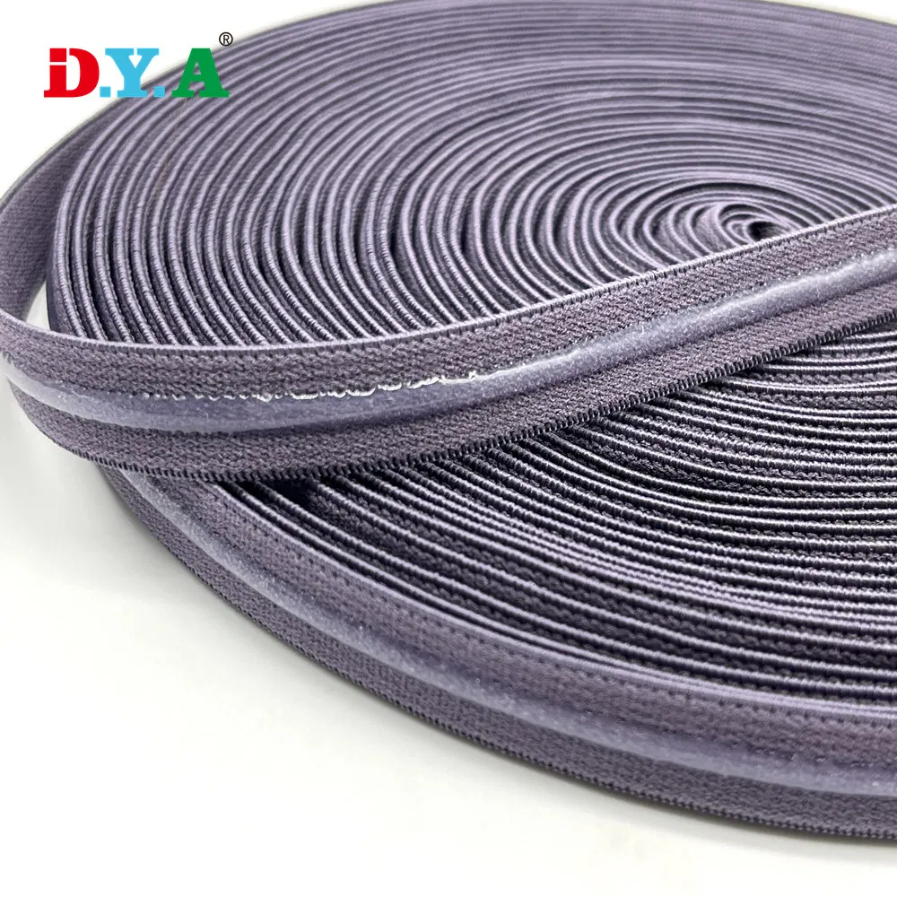 Custom Solid Color Anti Slip Silicone Nylon Elastic Tape for Bra Strap Shoulder Strap
