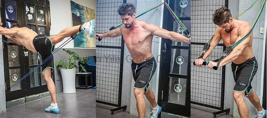 Latex Resistance Band Set with Foam Handles for ABS Exercise Workout Fitness Rally 11 Sets