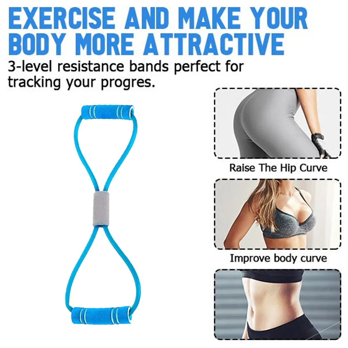 High Quality Sports Exercise Bands Foam Handle 8 Shape Handle Bands