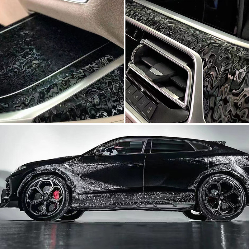 Glossy Ghost Black Carbon Fiber Vinyl Self Adhesive Film Car Wrap