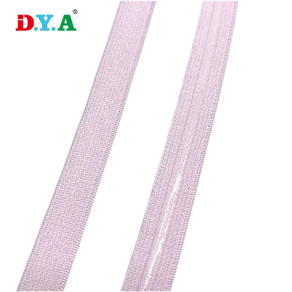 Custom Solid Color Anti Slip Silicone Nylon Elastic Tape for Bra Strap Shoulder Strap