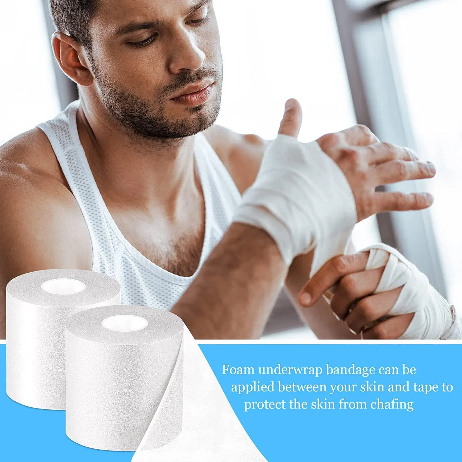 Soft Foam Underwrap 3 Rolls 7cm*27m Muscle Support Tape, Sports Pre Activity Wrap Non-Adhesive Protective