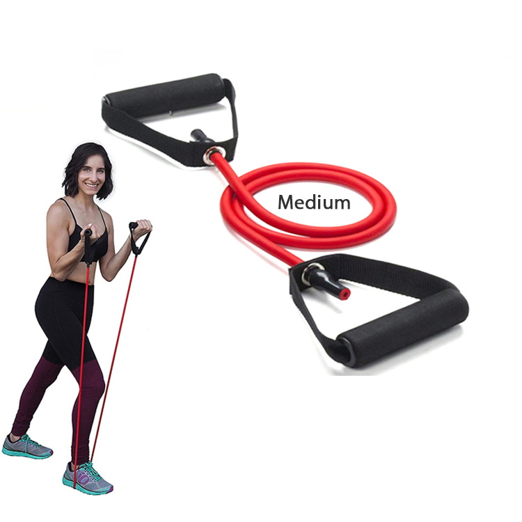 Wholesale 120cm 47 Inches Home Gym Stretchy Fitness Bands with Foam Handle, 5 Colors Systemic Muscle Exercise Tension Cross Training Bands for Wholesale