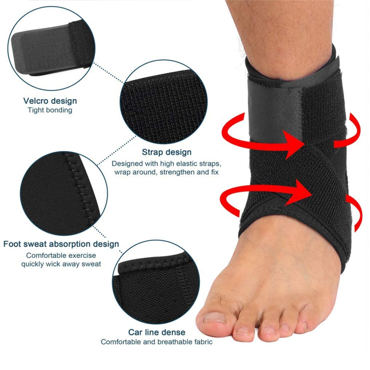 Wholesale Breathable Neoprene Ankle Sleeve Brace for Sprained Ankle, Arthritis, 4 Colors Adjustable Compression Sports Ankle Support Stabilizer Wrap Protector