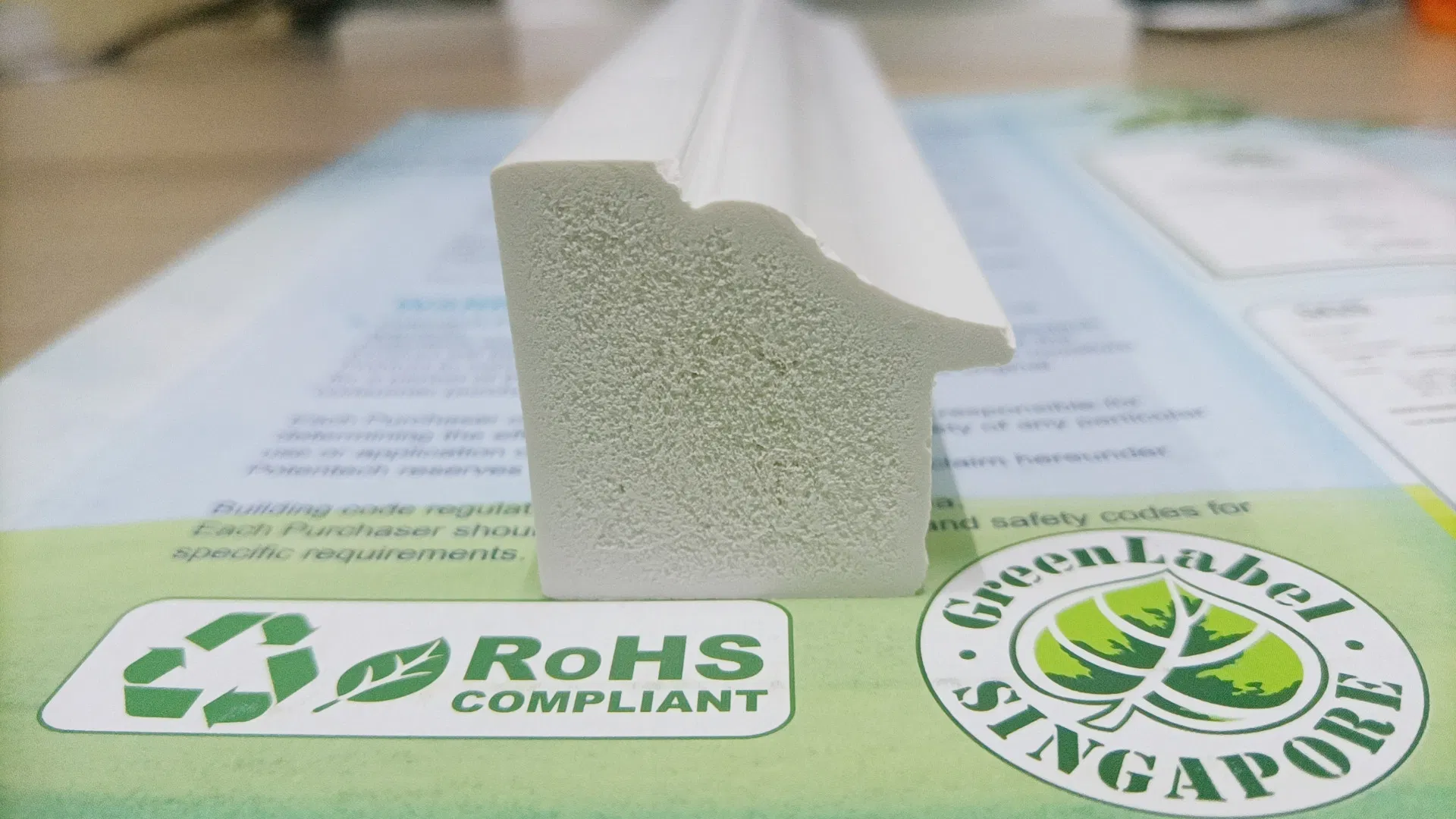 Waterproof 100% PVC Raw Material Expand Foam Back Band Moulding