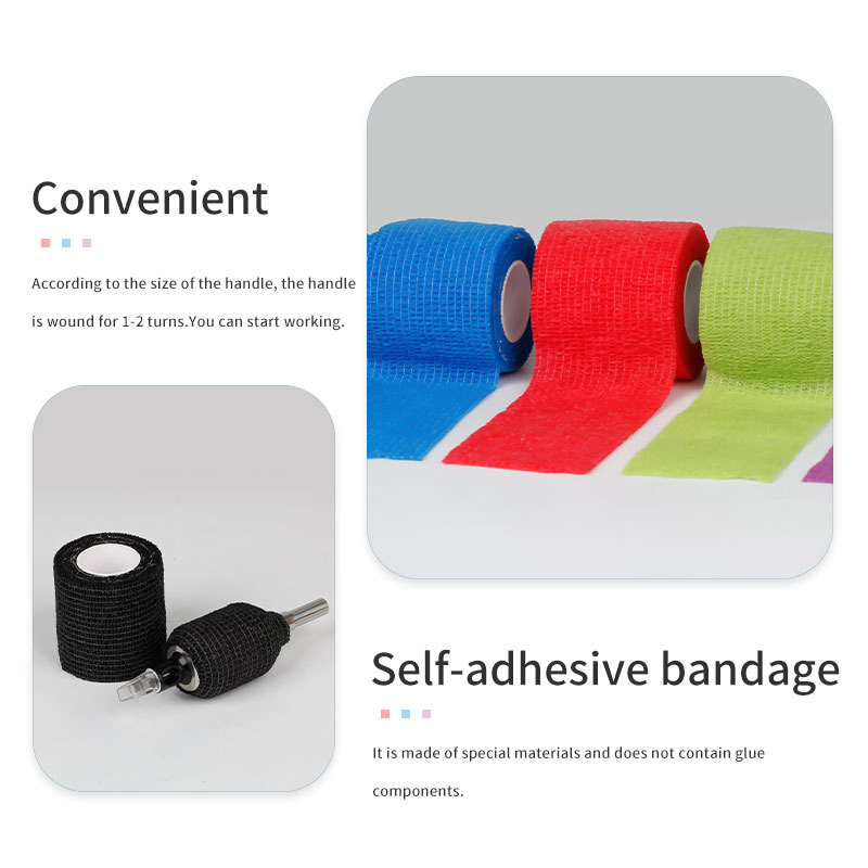 Hot Sale Tattoo Supplies Cohesive Disposable Tattoo Grips Cover Tattoo Cohesive Bandage Self Adhesive Bandage Elastic Fabric Self 2′ ′ X4.5m