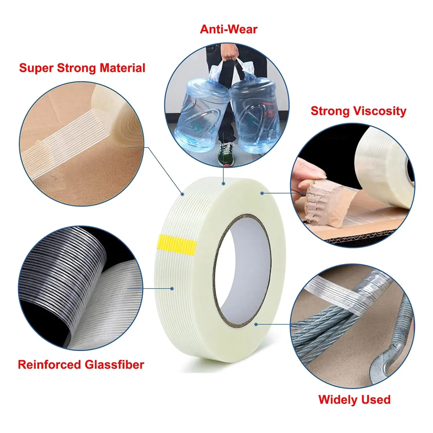 Fiberglass Filament Strapping Tape for Heavy Duty Packing Sealing Binding Fixing