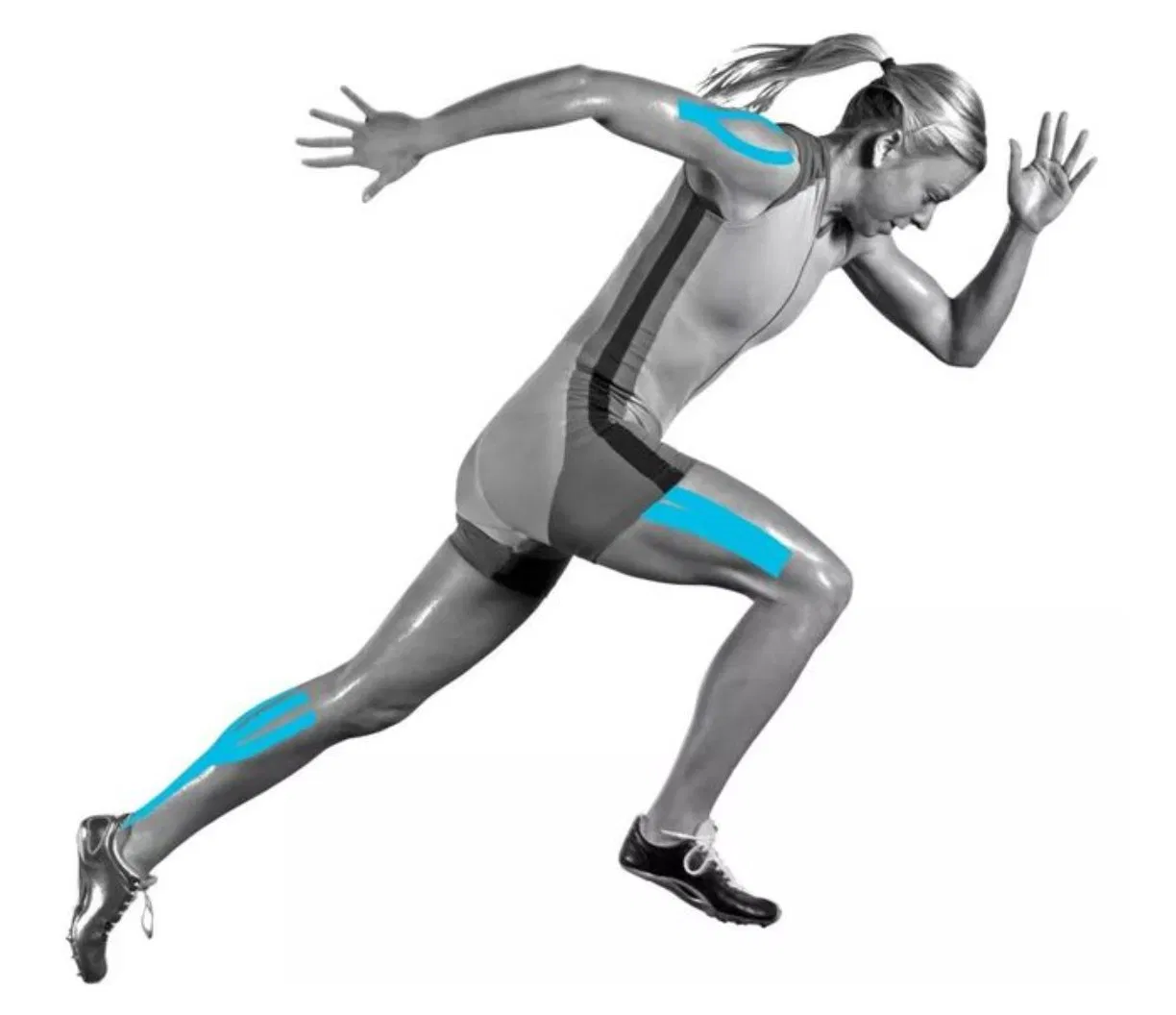 Kinsiology Tape with Muscle Support on The Wrist, The Knee, The Ankle, The Elbow