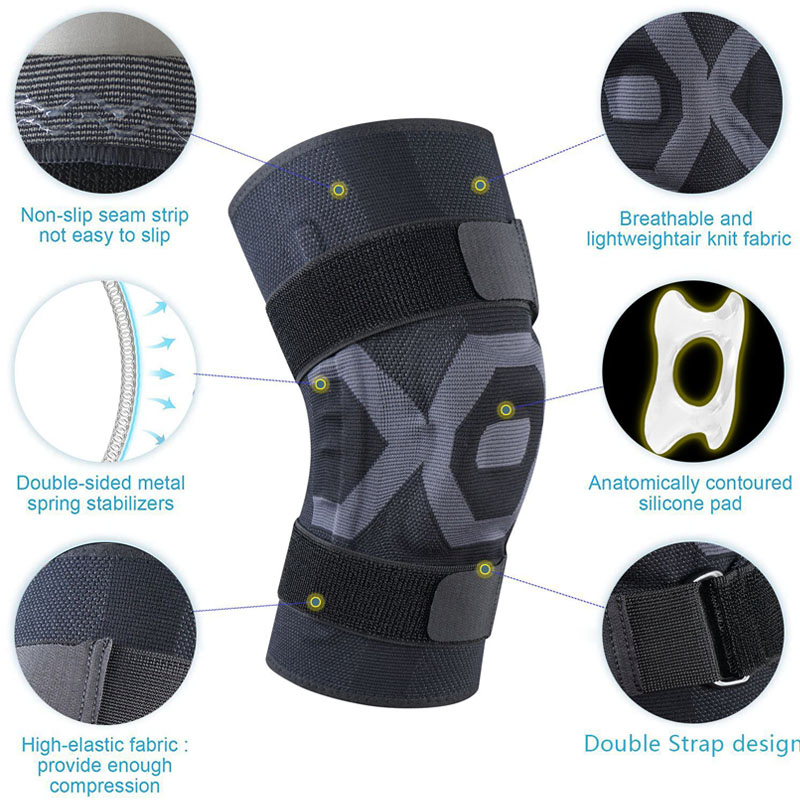Stabilizing Knee Brace Sleeve for Support Compression Gel Pad Pain Basketball
