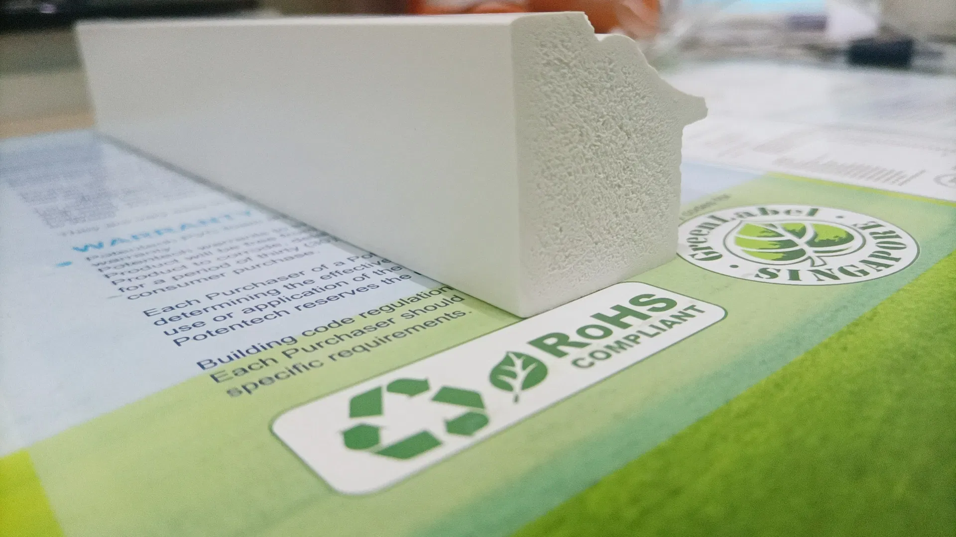 Waterproof 100% PVC Raw Material Expand Foam Back Band Moulding