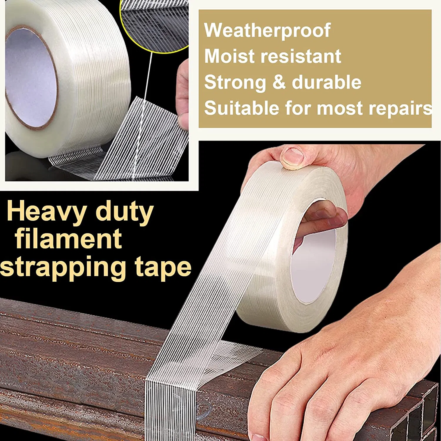Heavy Duty Strong Packing Wrapping Strapping Fiberglass Reinforced Cross Weave Filament Tape