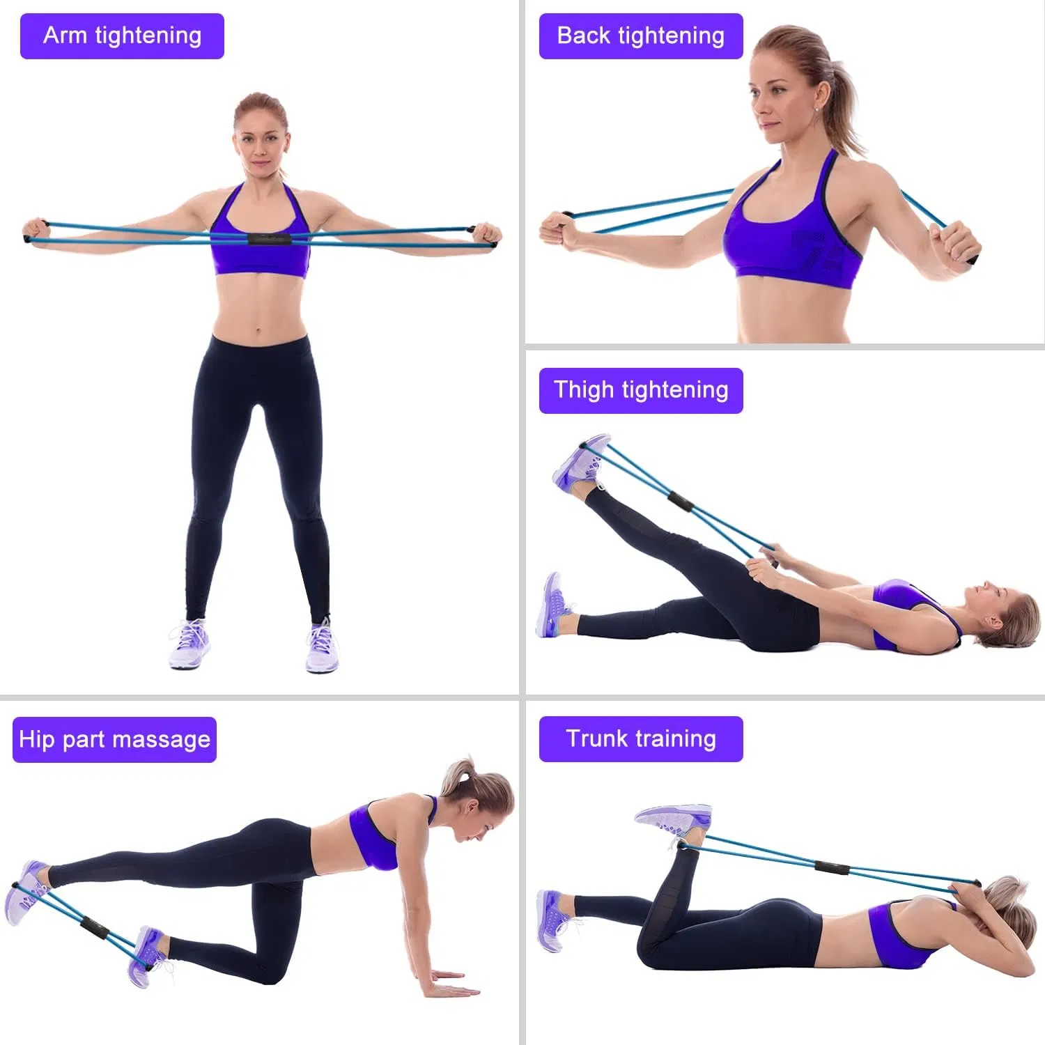 Gym Fitness Accessories Latex Tube Home Training Figure 8 Shape Resistance Band for Woman Man Workout Body Building
