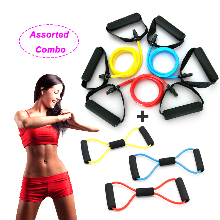 Wholesale 120cm 47 Inches Home Gym Stretchy Fitness Bands with Foam Handle, 5 Colors Systemic Muscle Exercise Tension Cross Training Bands for Wholesale